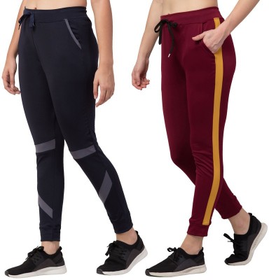 Bluecon Self Design Women Dark Blue Track Pants