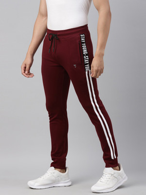 JOVEN Solid Men Maroon Track Pants