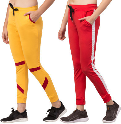 Bluecon Self Design Women Yellow Track Pants