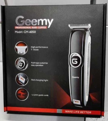 Geemy GM-6 050 PROPESONAL HAIR TRIMMER AND T BLADE Trimmer 120 min  Runtime 3 Length Settings(Multicolor)