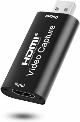 vcony  TV-out Cable Video Capture Card for Live Streaming Screen Sharing | Broadcasting | Video Recording | DSLR Recording | Game Streaming | HDMI Video Capture Device | USB 2.0 to HDMI Video Capture Card.(Black, For Camera)