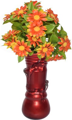 CRAFTVERRE Colored (15 cm)(Flowers Not Included) Glass Vase(6 inch, Maroon)