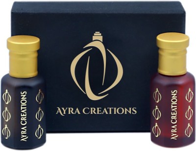 ayra creations Dubai Famous Black Oud & Sadaf Attar Perfume Combo Pack - 12ml Each | Natural & Best Arabian Aroma | Original & Long Lasting Fragrance | Unisex Herbal Attar(Natural)