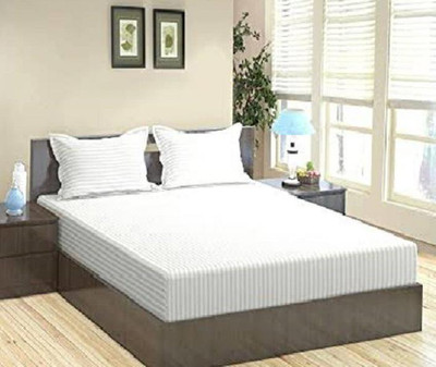 Laying Style 160 TC Satin King Printed Fitted (Elastic) Bedsheet(Pack of 1, Soft Glace Cotton Floral King Size Elastic Fitted Bedsheet with 2 Pillow Covers 72x78x8 Inch, Best Suitable for 4-8 inch Mattress Set of 3-Design-8)