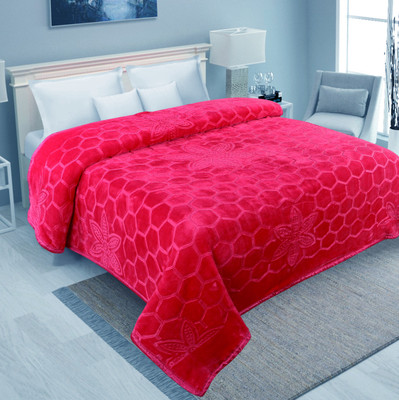 IWS Self Design Double Mink Blanket for  Mild Winter(Microfiber, Pink)