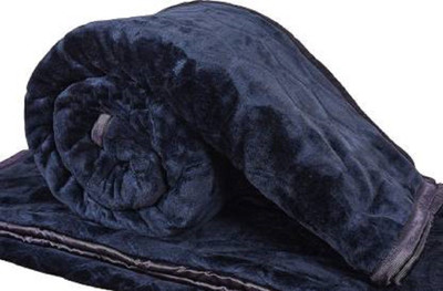 SOVAM Self Design Double Mink Blanket for  Heavy Winter(Microfiber, Grey)