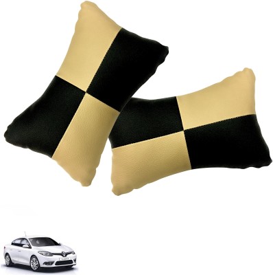 AutoKraftZ Beige, Black Leatherite Car Pillow Cushion for Renault(Rectangular, Pack of 2)