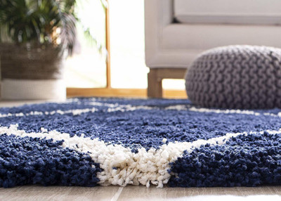 Acarpet Blue Polyester Carpet(6 ft,  X 8 ft, Rectangle)