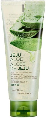 The Face Shop Jeju Aloe Fresh Soothing Foam Cleanser,gel to foam hydrating & cooling facewash Face Wash(150 ml)