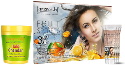 Aaryanveda Herbals Haldi Chandan Bleach Cream 250gm & Fruit Secrets Spa Facial Kit, 55gm(2 Items in the set)
