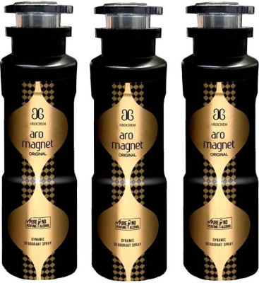 AROCHEM Aro Magnet ORIGNAL 3N X 200ml Deodorant Spray - For Boys & Girls (600 ml, Pack of 3) Deodorant Spray - For Men & Women(600 ml, Pack of 3)