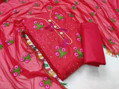 VredeVogel Cotton Blend Self Design Salwar Suit Material