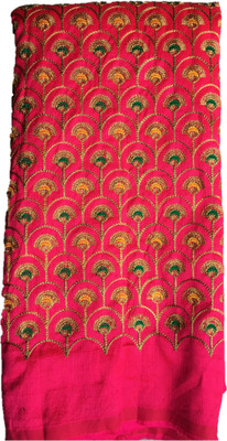 Dudheeba Textiles Silk Blend Embroidered Blouse Material