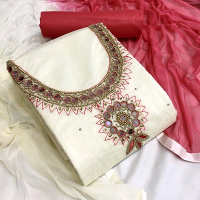 VredeVogel Chanderi Embroidered Salwar Suit Material