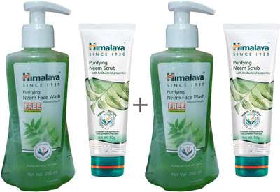 HIMALAYA Neem  200+200ML WITH 2 FREE SCRUB Face Wash(500 g)