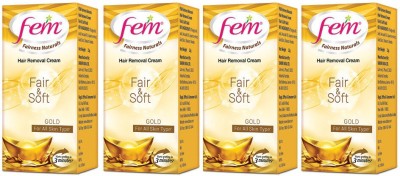 Fem Fairness Naturals Gold Hair Removal Cream Fair and Soft Sensitive Skin (4*60Gm) Cream(240 g)