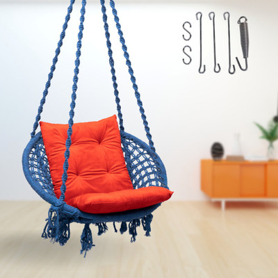 Curio Centre Swing with L-Cushion & Spring Kit Cotton Large Swing(Blue, DIY(Do-It-Yourself))