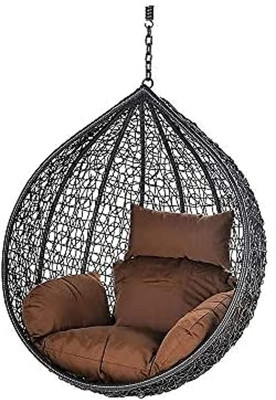 Furniture kart Luxury Hammock Swing Chair without Stand Swing Chair for Adults Balcony Swing Steel Large Swing(Black, Brown, Pack of 3, Pre-assembled)