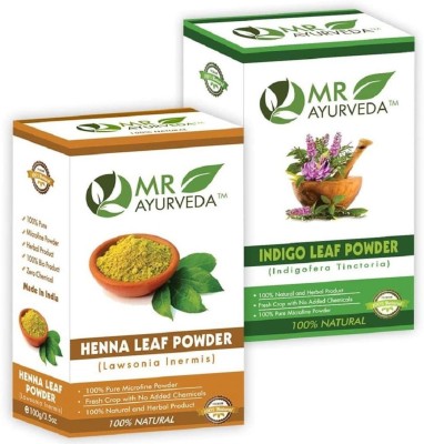 MR Ayurveda Organic Indigo Powder and Organic Henna Powder - Combo Pack(200 g)