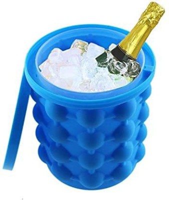 VOXXIL 1 L Plastic, Silicone IOX™-474-AZ-Space Saving Silicone Ice Cube Maker Bucket Revolutionary Ice-Ball Makers for Home Party and Picnic Ice Bucket(Blue)