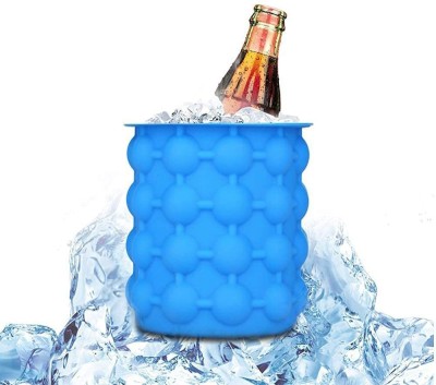 VOXXIL 1 L Plastic, Silicone IX™-476-DC-Silicone Ice Cube Maker Bucket with Plastic Basket Inside The Box Ice Bucket(Blue)