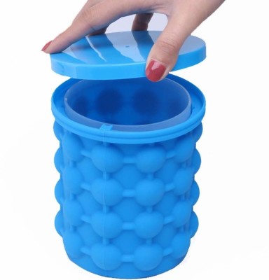 VOXXIL 1 L Silicone, Plastic IVX®-451-CD-Bucket with Lid Makes Small Size Nugget Ice Chips for Soft Drinks, Cocktail Ice, Wine On Ice, Crushed Ice Maker Ice Bucket(Blue)