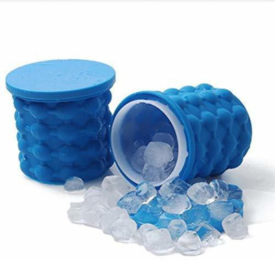 VOXXIL 1 L Silicone, Plastic XI®-475-SX-Silicone Ice Cube Maker Genie Space Saving Kitchen Ice Bucket Summer Beach Magic ice Box Ice Bucket(Blue)