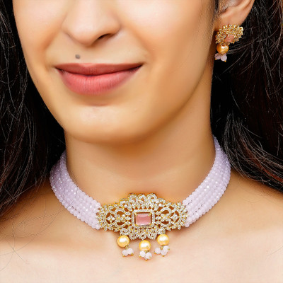 Koolbug Brass Gold-plated Pink Jewellery Set(Pack of 3)