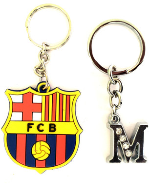 ShopTalk FCB Barcelona club Rubber & Alphabet Letter M Key Chain
