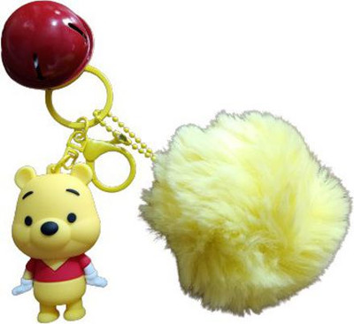 DSR Keychains Doll Pendant Cute Cartoon Characters-POOH With Fur Pom Pom Key Chain