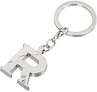 Americ Style Alphabet R Unique Metal Finish (Silver) Key Chain