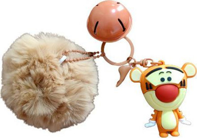DSR Keychains Doll Pendant Cute Cartoon Characters Tiger With Fur POM POM Key Chain