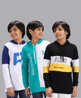 Miss & Chief Boys & Girls Colorblock Pure Cotton Regular T Shirt(Multicolor, Pack of 3)