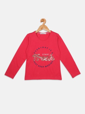 Nins Moda Girls Casual Cotton Jersey Full Sleeve Top(Red, Pack of 1)