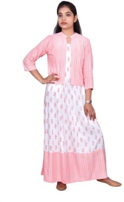 Varsha Fab Women Self Design A-line Kurta(Pink)