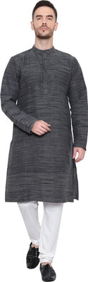 Latest Plus Men Self Design Straight Kurta(Grey)