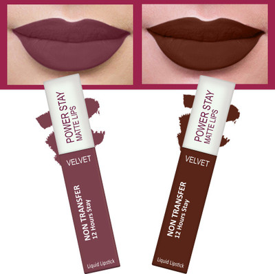 FORFOR Stay Long Last Matte Lipstick Combo of 2- Waterproof (12 hrs stay)(Mauve Matte , Cocoa Brown, 5 ml)