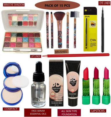 INWISH daily essential makeup combo pack of pack of 15(15 Items in the set)