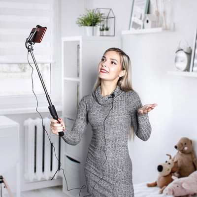 POZUB Selfie Stick Bluetooth Extendable with Wireless Remote and Tripod Stand With + Lapel 3.5mm Collar Microphone wired mic plug & play condenser Lavalier microphone For Voice Recording Microphone PZB-XT012 Travel Tripod Stand Flexible Handheld Selfie Stick Holder Action Camera Stand With Mobile Cl