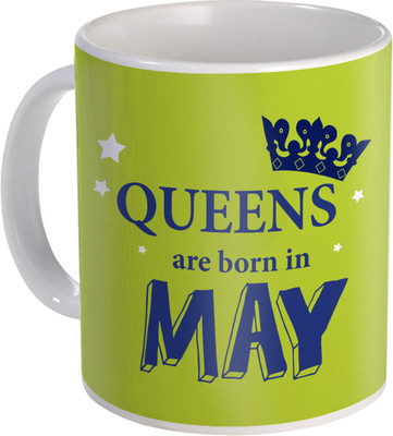SKY TRENDS Queens are Born in May Printed Birthday Gift (Coffee 350 ml)/May Born Gifts/May Birthday Gift for Girls/Girlfriend/Sister Ceramic Coffee Mug(350 ml)