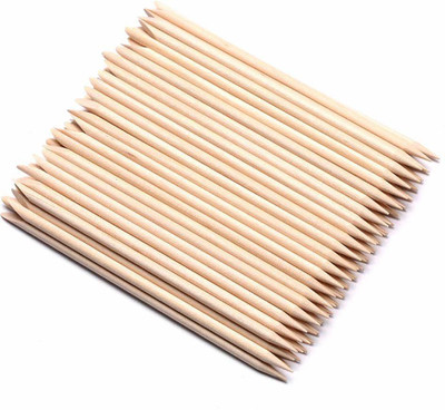 THR3E STROKES 100 Pcs Orange Wood Nail Sticks Double Sided Multi Functional Cuticle Pusher Remover Manicure Pedicure Tool for Manicure Pedicure(Wooden)
