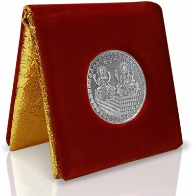 Delhi Gift House White Metal Coin of Laxmi Ganesh Ji 10 gm with Box for Giftiing Decorative Showpiece  -  1 cm(Silver Plated, Silver)