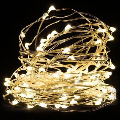 The Purple Tree 100 LEDs 10.01 m Yellow Steady String Rice Lights(Pack of 1)
