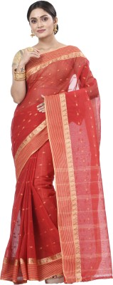 Ruuprekha Printed Tant Pure Cotton Saree(Red)