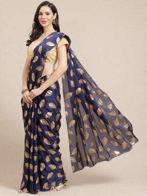 pandadi Printed Bollywood Satin Saree(Blue)