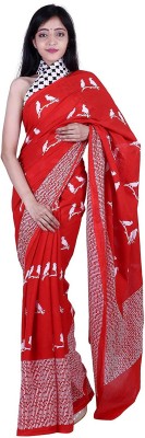 Hazuri Printed Bollywood Pure Cotton Saree(Multicolor)