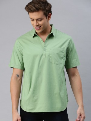 M&H Easy Men Solid Casual Green Shirt