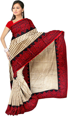 SVB Sarees Printed Assam Silk Art Silk Saree(Multicolor)