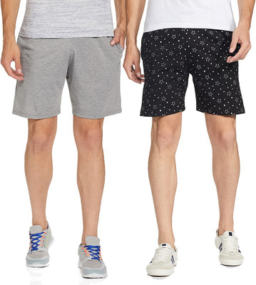 Jonney Self Design Men Black, Grey Regular Shorts