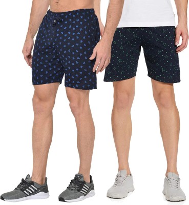 Jonney Printed Men Blue, Green Regular Shorts